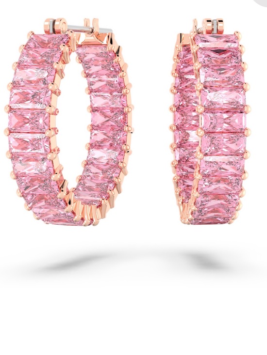 Swarovski Jewelry - LAST ONE! SWAROVSKI Matrix hoop earrings, Pink Baguette, 18K rose gold finish